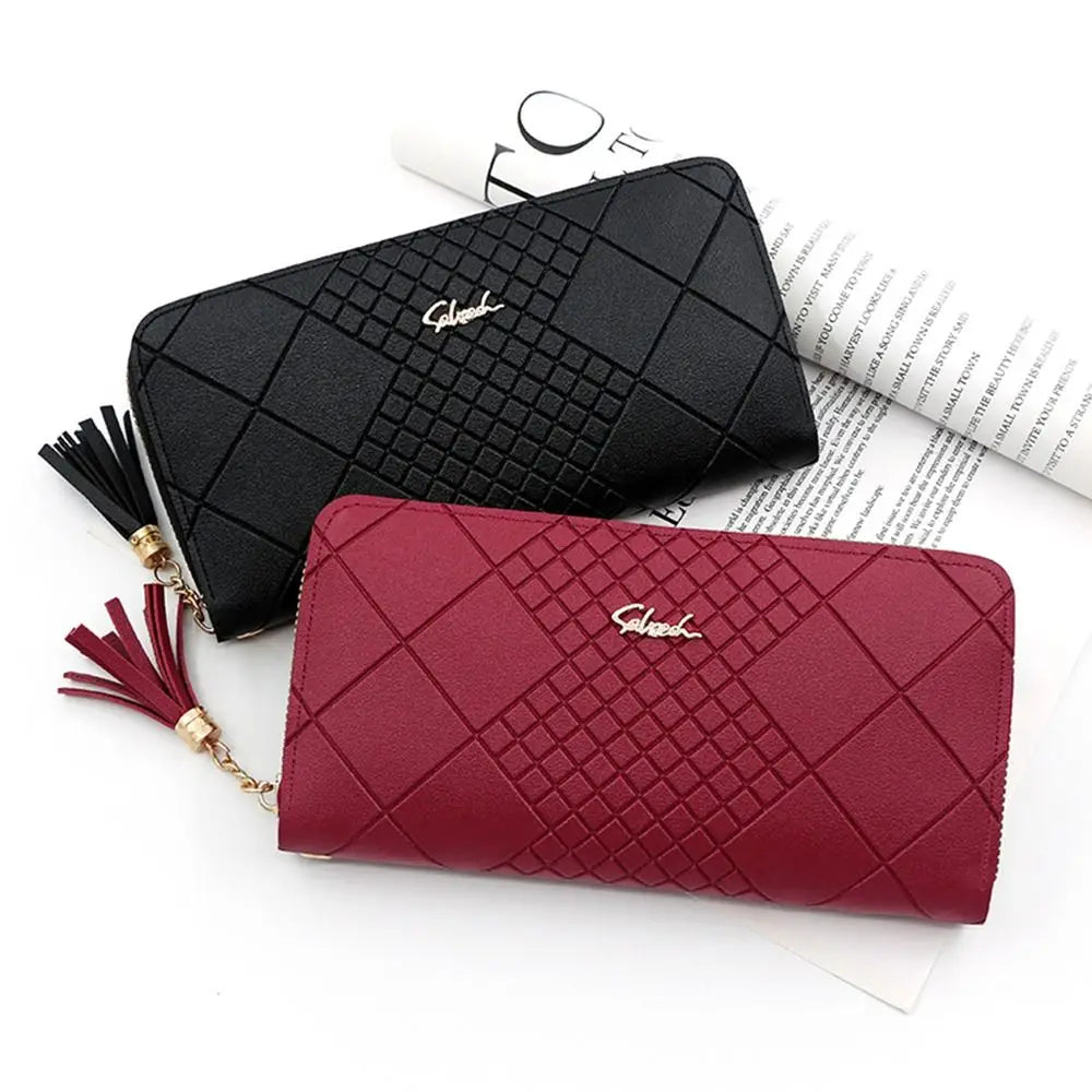 Women Fashion PU Leather Coin Purse Long Zipper Card Holder Large Capacity Wallet HandBags Money Pocket Phone Bag Wristlet Bags