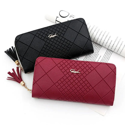 Women Fashion PU Leather Coin Purse Long Zipper Card Holder Large Capacity Wallet HandBags Money Pocket Phone Bag Wristlet Bags