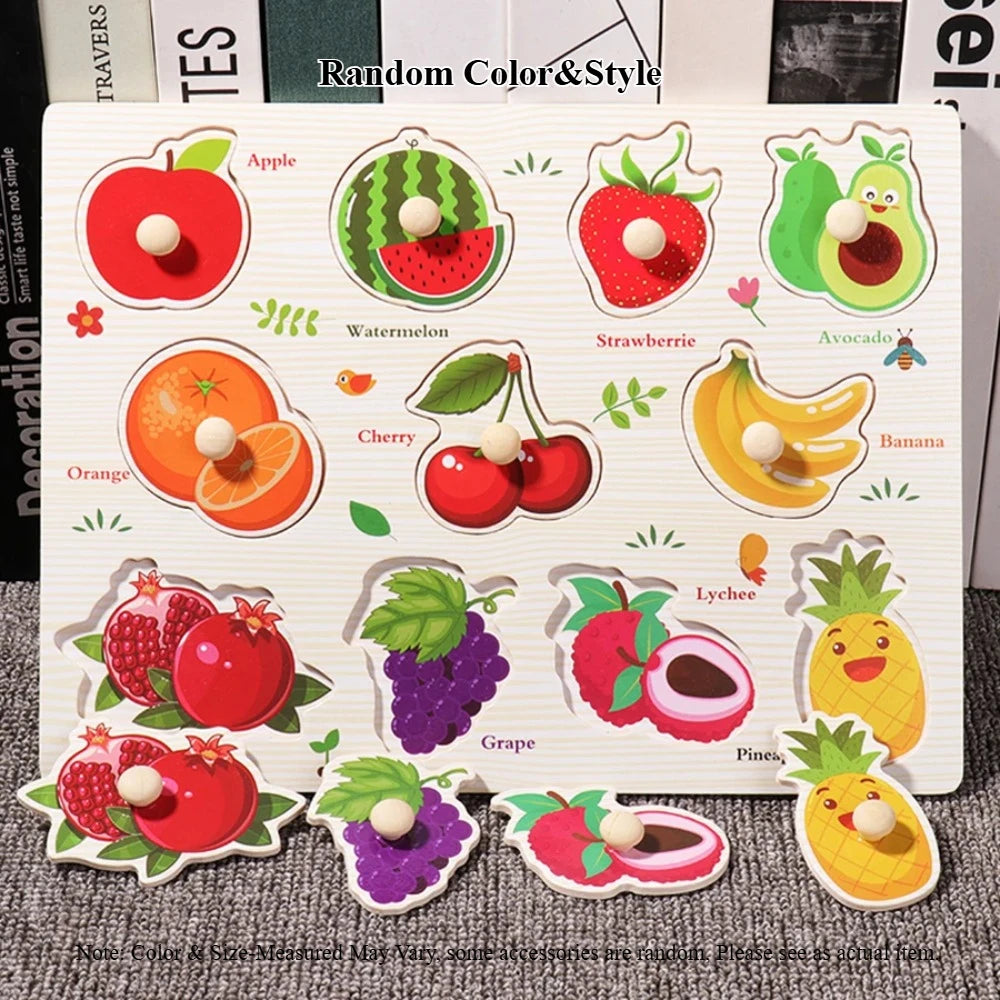 Montessori Baby Wooden Toys 1 2 3 Years Children Hand Grab Board Puzzle Game Toddler Fine Motor Skills Educational Toys for Kids