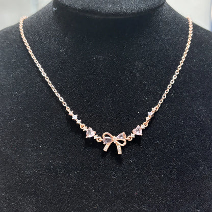 Y2K Exquisite Sweet Pink Zircon Bowknot Love Heart Chain Bracelet For Women Girls Party Birthday Jewelry Gift