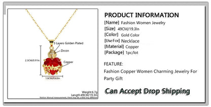 MHS.SUN Gold Plated Sacred Heart of Jesus Cross Necklace Red Zircon Religious Catholic Pendant Necklaces For Women Girls Jewelry