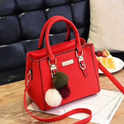 PU Leather Ladies HandBags Women Vintage Purse Plush Tassel Messenger Bags Tote Boston Shoulder Crossbody Bag Large Capacity