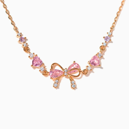 Y2K Exquisite Sweet Pink Zircon Bowknot Love Heart Chain Bracelet For Women Girls Party Birthday Jewelry Gift