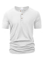 Summer Men Henley Collar T-shirts Button Slim Casual Male Solid Color Short Sleeve Men Sports T-shirt Polo shirt Tops