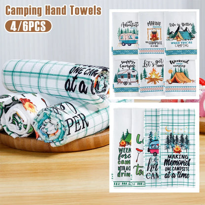 4/6Pcs Kitchen Towels Microfiber Camping Dish Towels 60x40cm Camper Hand Towels with Funny Sayings for Kitchen Bathroom Home