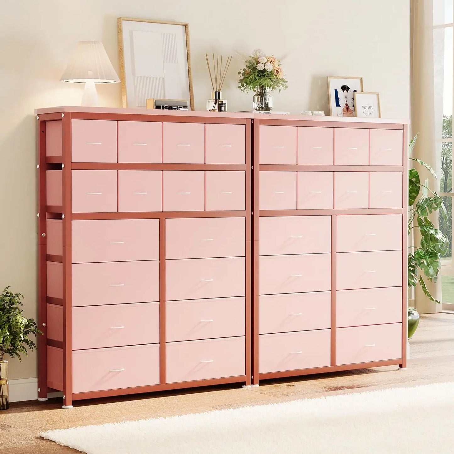 Dresser for Bedroom with 16 Drawer, Dressers & Chests of Drawers, Tall Dresser for Bedroom, Dresser Organizer with Fabric Bins