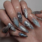24 fake nails, duck nails almond nails fashionable wearable nails, ladies press nails, including 1 nail glue and 1 nail file