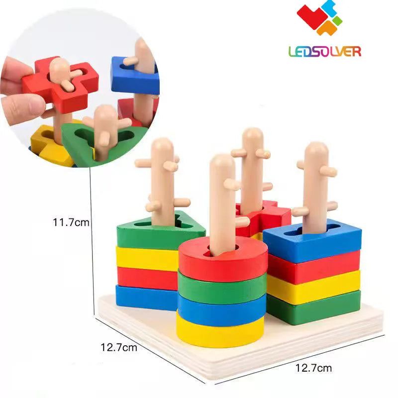 Baby Educational Toys Wooden Puzzle Baby Sorting Toy Stacking Blocks Wooden Toy Early Learning Toy Kids