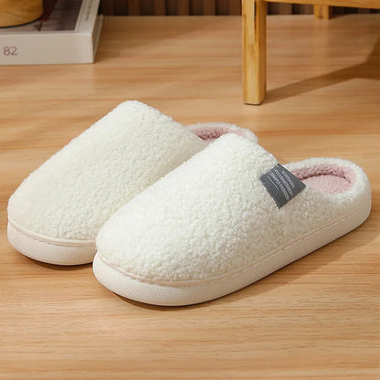 House Slippers Fashion Winter Fashion Women Short Plush Keep Warm Slip on Slippers Casual Plus Size Men Couples Indoor Shoes