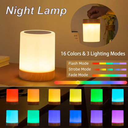 16 Colors Smart Touch Bedside Table Lamp RGB USB Rechargeable Night Light Desk Lamp Bedroom Decoration Gift Dining Table Light