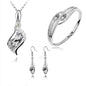 Luxury 925 Sterling Silver Crystal Zircon Pendant Necklace Earring Bracelet Set for Women Girl Wedding Party Trendy Jewelry Gift