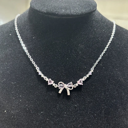 Y2K Exquisite Sweet Pink Zircon Bowknot Love Heart Chain Bracelet For Women Girls Party Birthday Jewelry Gift
