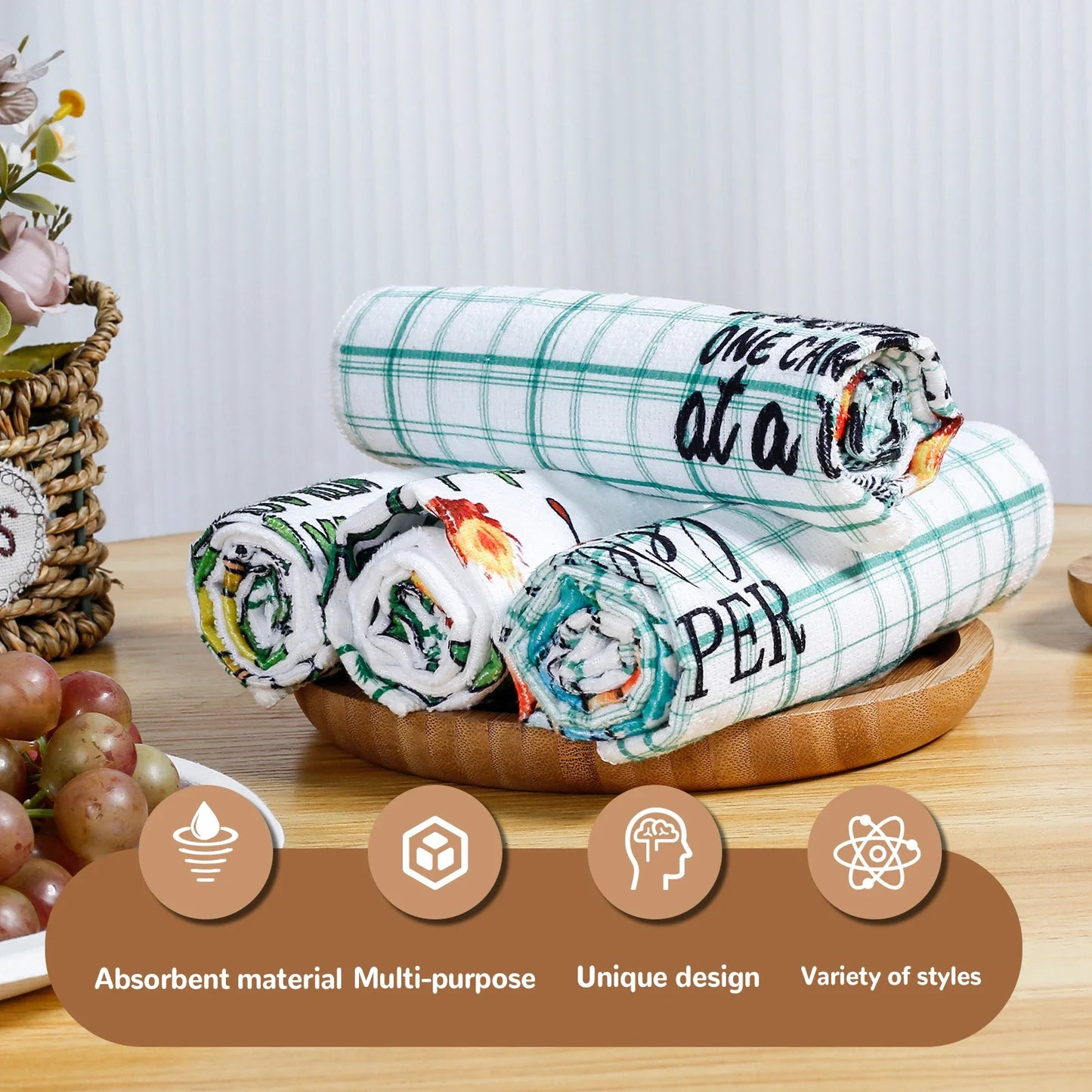 4/6Pcs Kitchen Towels Microfiber Camping Dish Towels 60x40cm Camper Hand Towels with Funny Sayings for Kitchen Bathroom Home