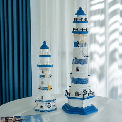 Mediterranean Wooden Lighthouse Sea Decorations Home Decoration Creative Marine Style Decor Gifts For Kids Living Room Ornament