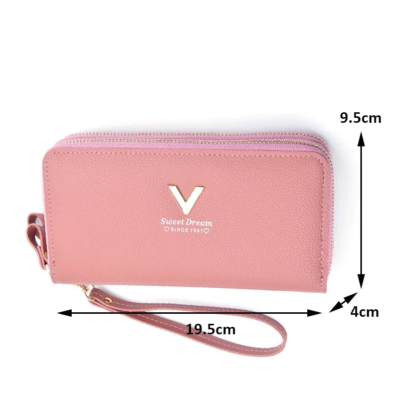 Pu Leather Women Wallets Women Purses Fashion Long Zipper Women's Wallet Money Coin Holder Female Long Purse Female Purse Zipper