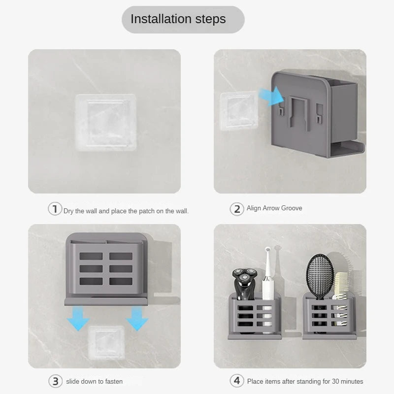 Bathroom Shelves Multifunctional Washbasin Storage Tube Toothbrush Razor Storage Rack Wall-mounted Bathroom Supplies