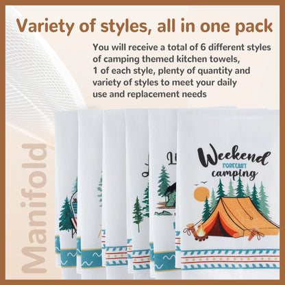 4/6Pcs Kitchen Towels Microfiber Camping Dish Towels 60x40cm Camper Hand Towels with Funny Sayings for Kitchen Bathroom Home