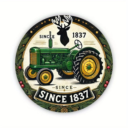 Antique Green Tractor Metal Sign, Wall Hanging Decor, No Electricity Needed, Ideal for Entryway,Kitchen - Since 1837 Design