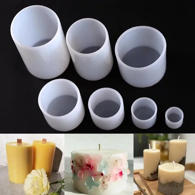 New Cylinder Silicone Candle Mold Epoxy Resin Casting DIY Crafts Wax Making Supplies Soap Gift Home Decor