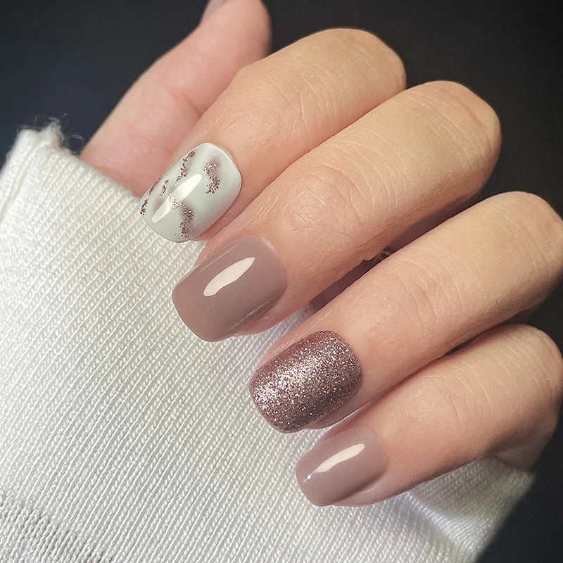 24pcs Casual Short Square Fake Nails Art Lavender Nail Romantic Colors Removable Full Cover Press on Nails Womens Nail Products