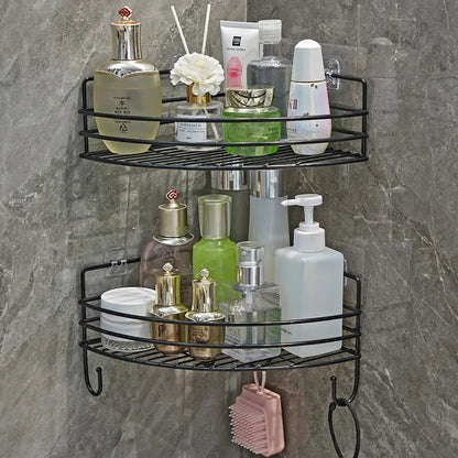 Bathroom Shelf Wall Mounted Corner Storage Shelves Shampoo Holder Cosmetic Rack Iron Shower Drain Basket Bathroom Organizer