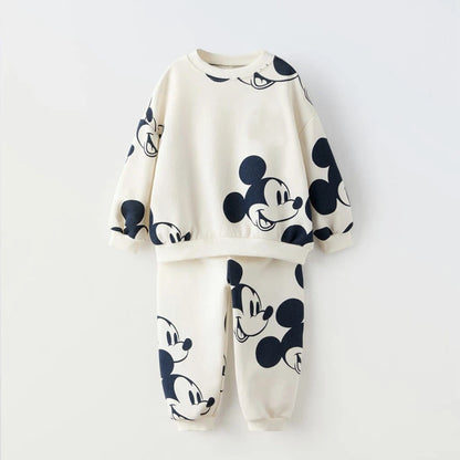 Autumn New Child Costume Mickey Hoodies +Pants 2Piece Set Fashion Casual Outfits Kids Crewneck Tops Pants Long Sleeve Outfits