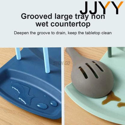 Kitchen Organizer Spatula Pot Lid Rack Shelf Plastic Spoon Rest Utensil Multi-function Dish Rack Organizer Kitchen Cooking Tools