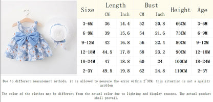Summer Newborn Baby Clothes Toddler Girl Clothes Cotton Beach Suspender Dress+Sun Hat Princess Dresses2 Pcs