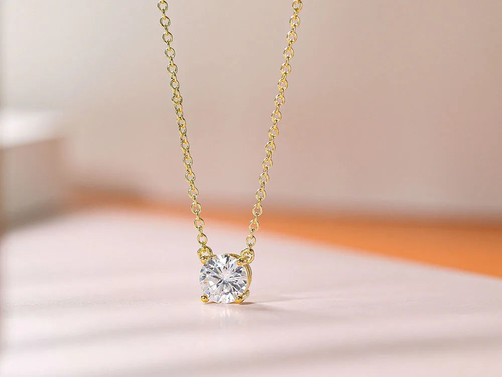 New Jewelry Small Crystal Pendant Necklaces For Women Shiny Zirconia Necklace For Female Wedding Engagement Birthday Gifts N415