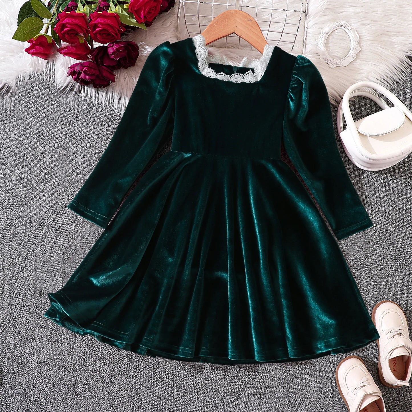 Elegant New Girl Embroidery Flower Girl Dresses for Wedding Autumn Winter Long Sleeve Princess Birthday Party Clothing 3-8Yrs