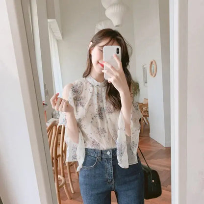 Fashion Woman Off Shoulder Blouse Shirts For Women Stylish Top long Sleeve Female Tops Elegant Chiffon Mujer Woman Clothes