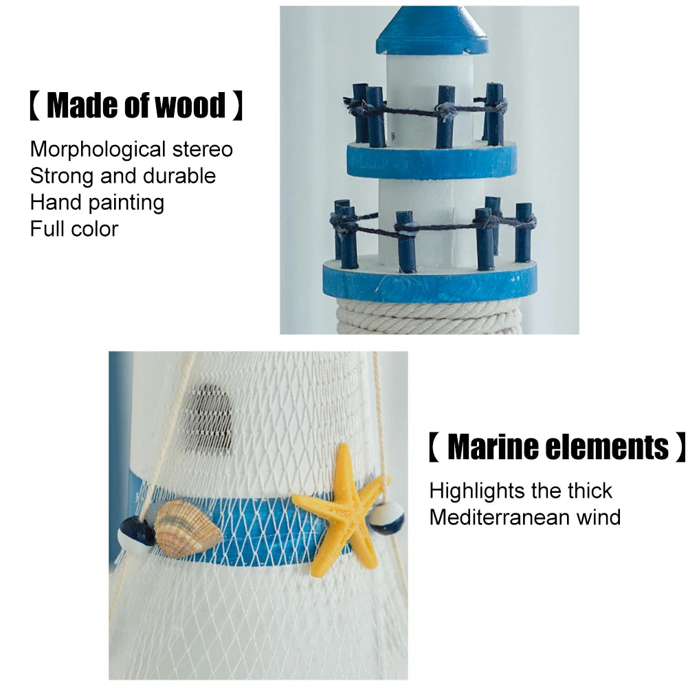 Mediterranean Wooden Lighthouse Sea Decorations Home Decoration Creative Marine Style Decor Gifts For Kids Living Room Ornament