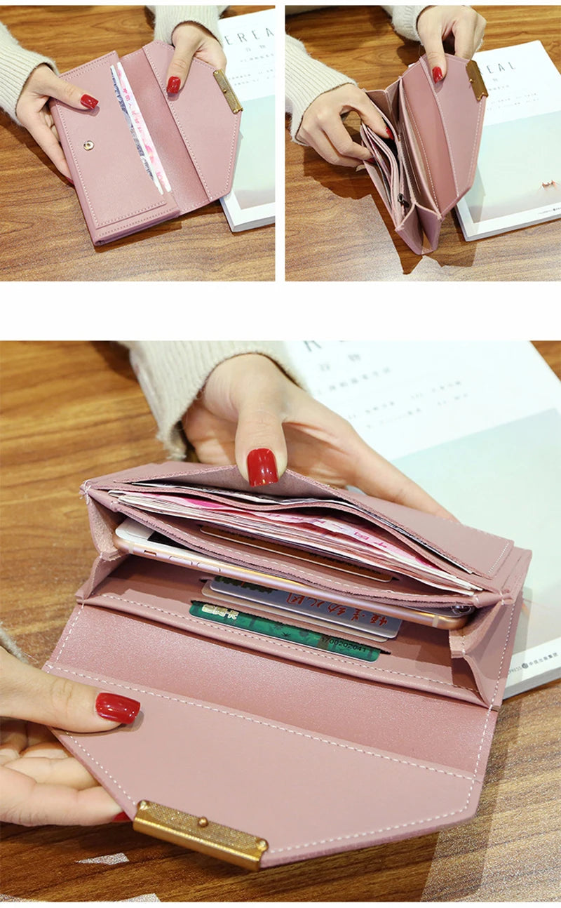 Multi-functional Wallet For Women Large Capacity PU Leather Women's Purses Long Hasp Cards Holder Ladies Money Coins Clutch Bag