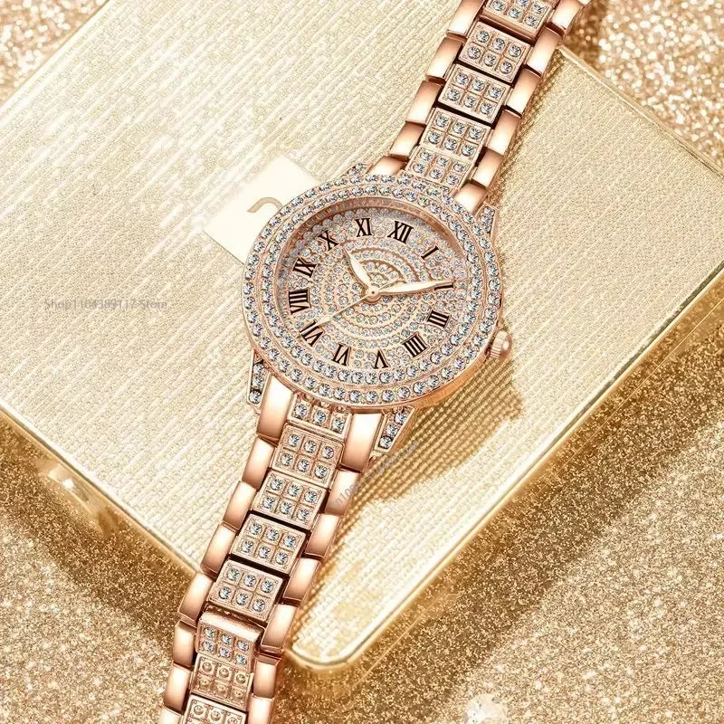 Luxury Women Shiny Bracelet Watches Fine Zircon Mechanical Lady Wristwatches Fashion Folding Watches Buckle Watch Reloj Mujer