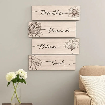 Wall Plate Wooden Floral Wall Art Funny Decorative Plants Hanging Sign Handmade Wall Decor Paintings Office