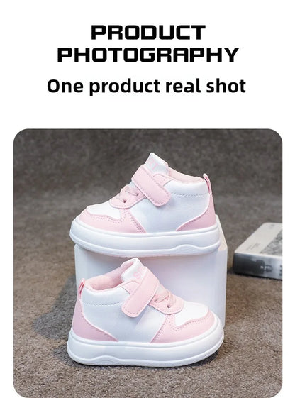 Fashion Kids Sneakers Spring Autumn High Top Breathable Casual Shoes Girls Non-slip Board Shoes Boys Outdoors Basketball Shoes