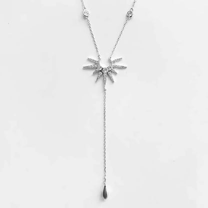 Fashion Gold Color Y-Shaped Pendant Necklaces For Women Girls Luxury Cubic Zirconia Long Tassel Dangle Choker Jewelry Gift