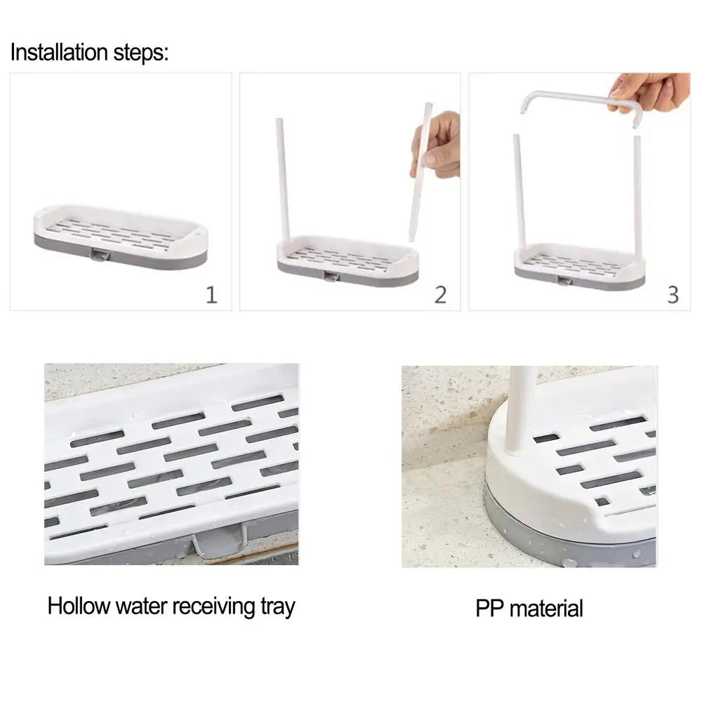 Kitchen Sink Storage Rack Dish Cloth Hanger Towel Organizer Holders Sponge Drain Shelf with Drain Tray household Gadgets