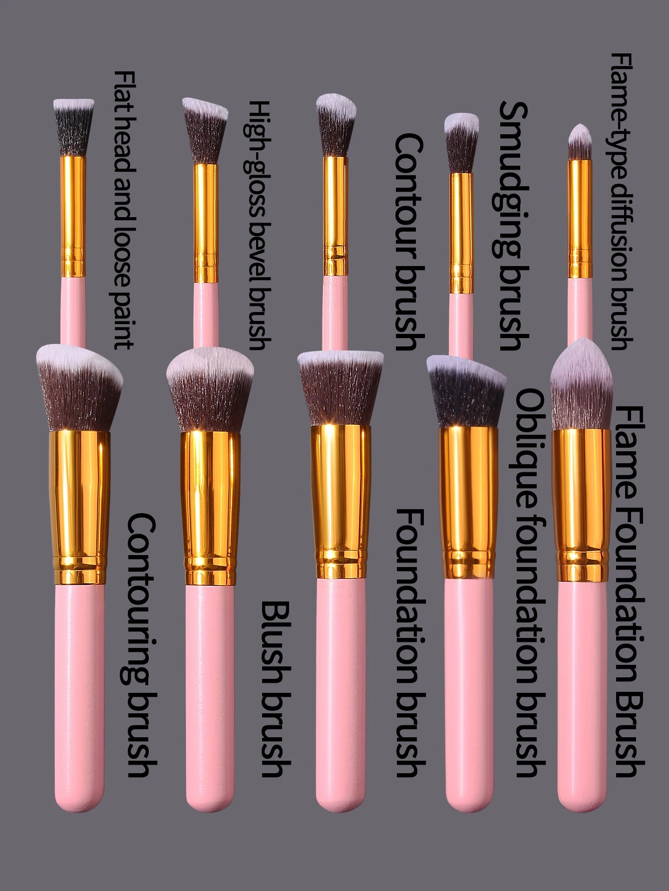 19 sets of pink makeup tools with high appearance standards:10 makeup brushes,3 beauty eggs,3 powder puffs,and 3 mini beautyeggs