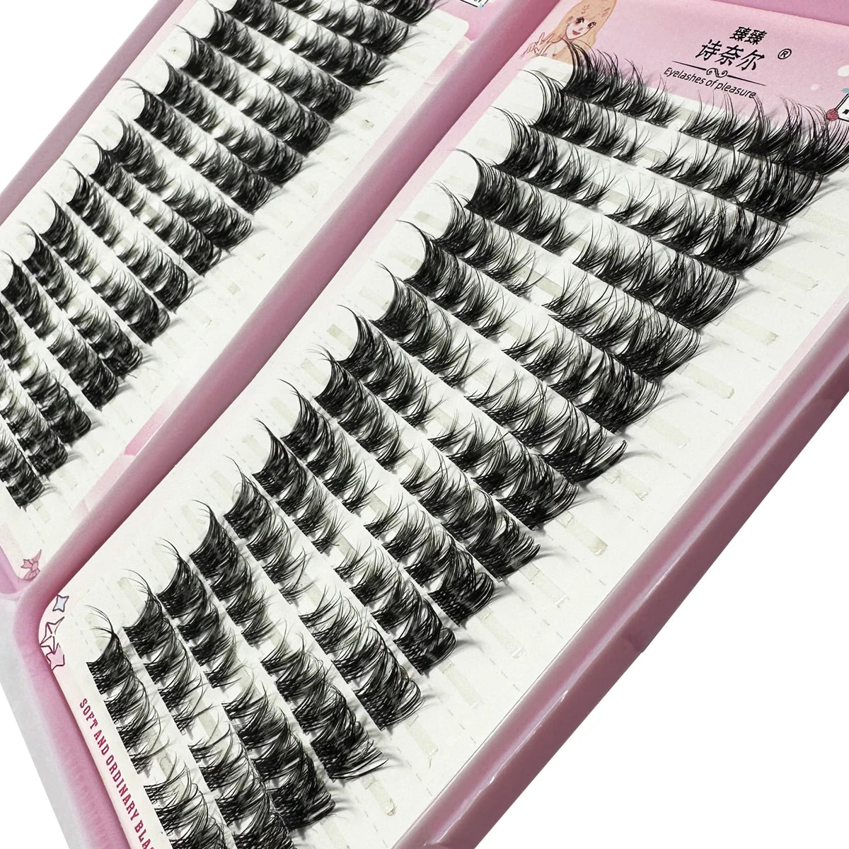 3D DIY Fake Eyelashes 32Rows Slanted Flying Fox Eyelash Natural Makeup Eyelash Set With Eye-Catching Long and Thick Eyelashes