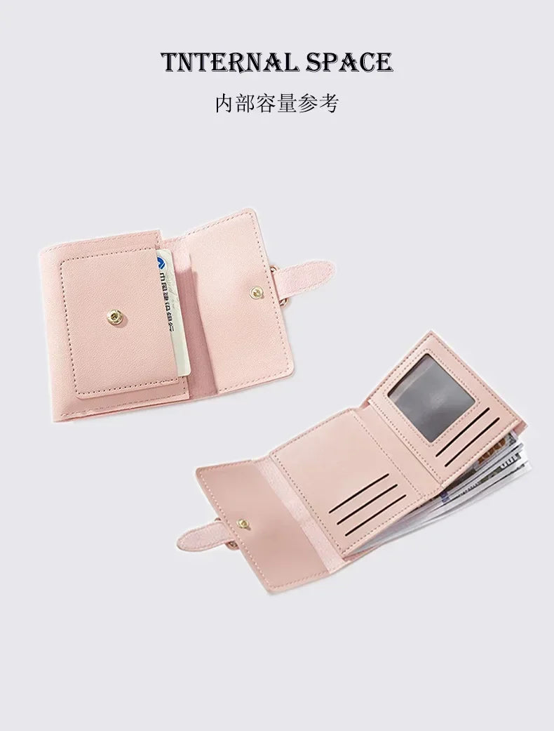 Candy Color Small Wallets PU Leather Coin Pures Ladies Card Holder Standard Short Purses for Women Solid Purses Practical