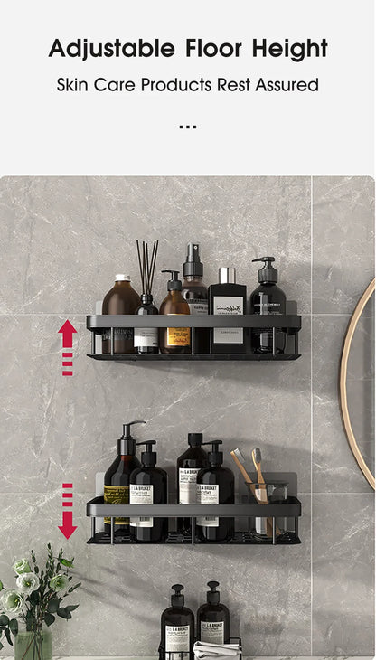 Bathroom Storage Rack No Drill Shelves Wall Mount Corner Shelf Shower Holder For WC Shampoo Organizer Bathroom Accessories