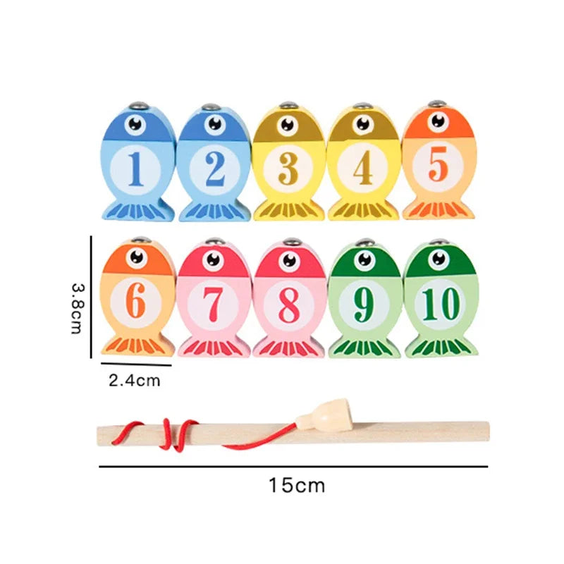 Kids Wooden Fishing Game Toys Gifts Early Education Alphabet Numeric Cognitive Toys Children Interactive Games Toys for Gifts