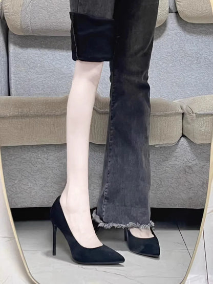 Women Shoes 2023 New Women Pumps Suede High Heels Shoes Fashion Office Shoes Stiletto Party Female Comfort Women Heels