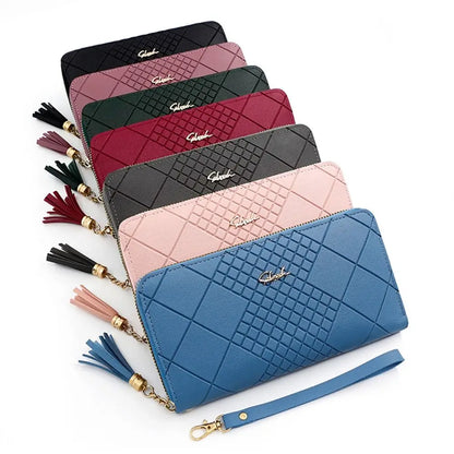 Women Fashion PU Leather Coin Purse Long Zipper Card Holder Large Capacity Wallet HandBags Money Pocket Phone Bag Wristlet Bags