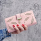 2024 new women's purse sweet lady PU leather horizontal zipper women's medium long hollow leaf purse