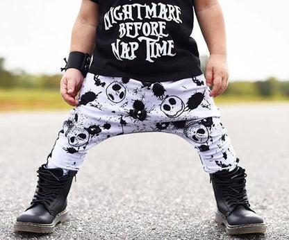 2023 Baby Clothes Boy Set Fashion Halloween New Skull Top T-Shirt + Printed Pants 2PCS Babe Boy Cotton Clothing Set 6M-3T