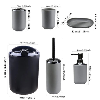 6pcs/set Bathroom Accessories Set  Soap Dish Toothbrush Holder Toilet Brush Lotion Rack Trash Can Modern Bathroom Decor