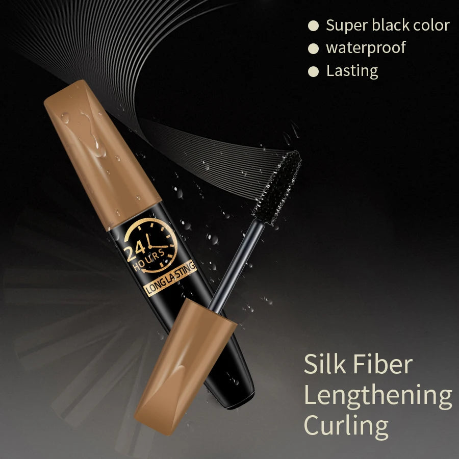 5D Eye Black Mascara Waterproof Lengthens Eyelashes Extension Silk Fiber Mascare Eye Makeup for Women Cosmetic Korean Make up