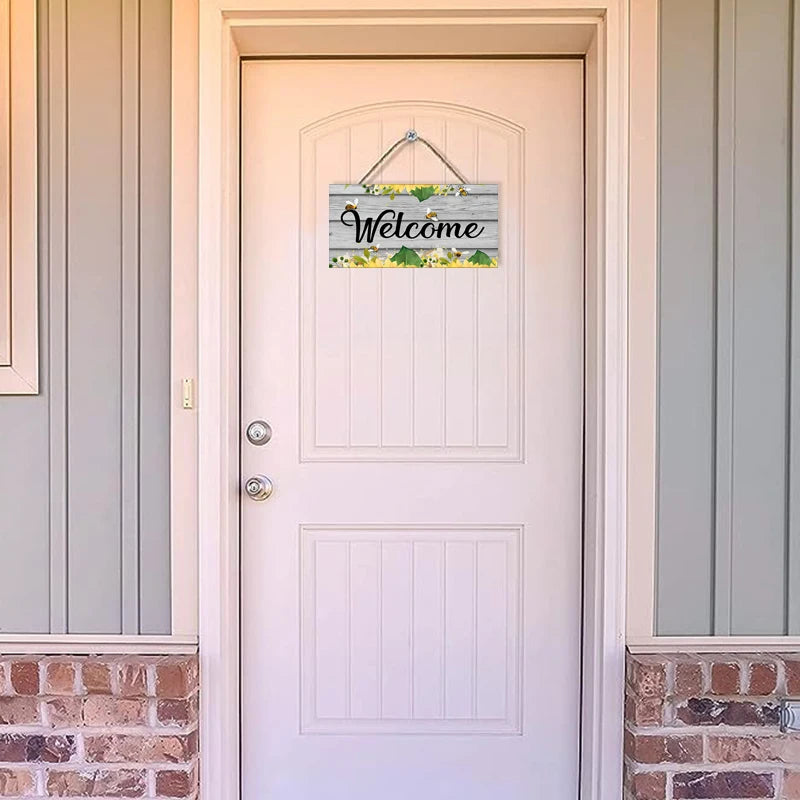 Rustic Welcome Wall Hanging Decor Wood Art Plaques Sign Door Sign for Home Living Room Front Door Decor